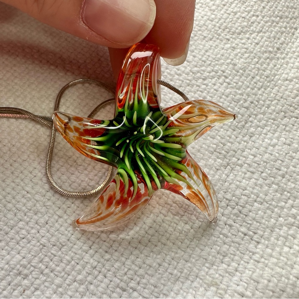 Glass Starfish Necklace Pendant